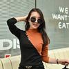Women's Spring and Autumn Tops, High Neck Bottoming Shirts, Long Sleeves, Contrast Color Women's T-Shirts, Slim Fit Tops