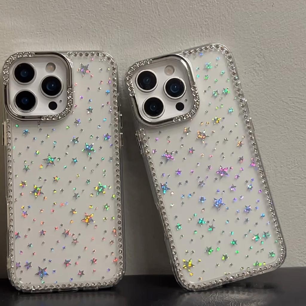 Luksuriøst Diamantstjerne Glitter Telefondeksel For iPhone 15 11 12 13 14 16 Pro Max 16 Plus Bling Gjennomsiktig Støtsikkert Mykt TPU-deksel