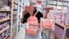 Senior High School Student Schoolbag Women's Block Color Backpack Set Large Capacity Backpack