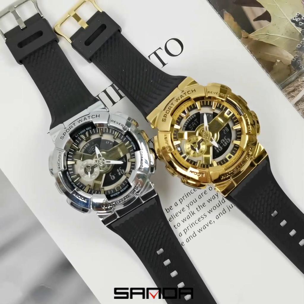 New SANDA Symphony Men's Watch Fashion Trend Dual Display Synchronization Outdoor Luminous Electronic Multifunctional Watch Ladies Watch Couple Watch