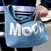 Letter Print Denim Crossbody Bag Large Capacity Student Shoulder Bag Men's Women's Handbags