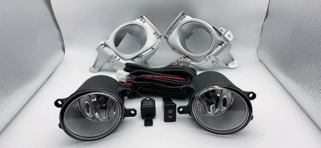 Full Set Front Bumper Fog Light Assy Fog Lamp Assembly Harness For Toyota Prius 2010 2011 2012 Version Chrome Cover