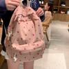 Corduroy Strawberry Print Backpack College Style Student School Bag Large Capacity Backpack