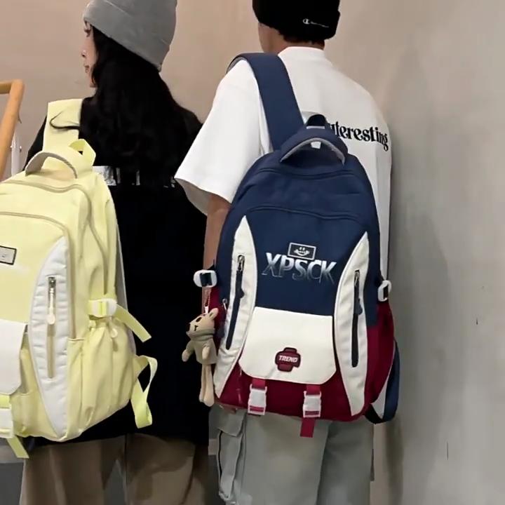 Burden-reducing All-match Female Large-capacity Letter Design Backpack Couple Leisure Backpack
