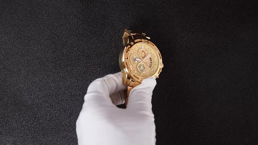 Mens Watches Top Brand Fashion Luxury Gold Stainless Steel Quartz Watch Men Waterproof Sport Chronograph Clock