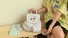Letter Small Dog Embroidered Checkered Pattern Cartoon Backpack For Daily Use