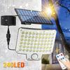 240LED solar LED Motion Sensor Light with Remote Waterproof Security Flood Light for Patio Garage Porch Yard