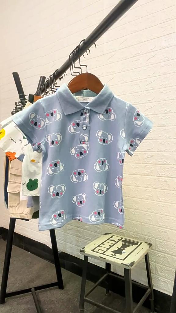 Boys Cartoon Polo Shirt Short Sleeve Collared T Shirt Cute Casual Summer Top for Toddler and Kids