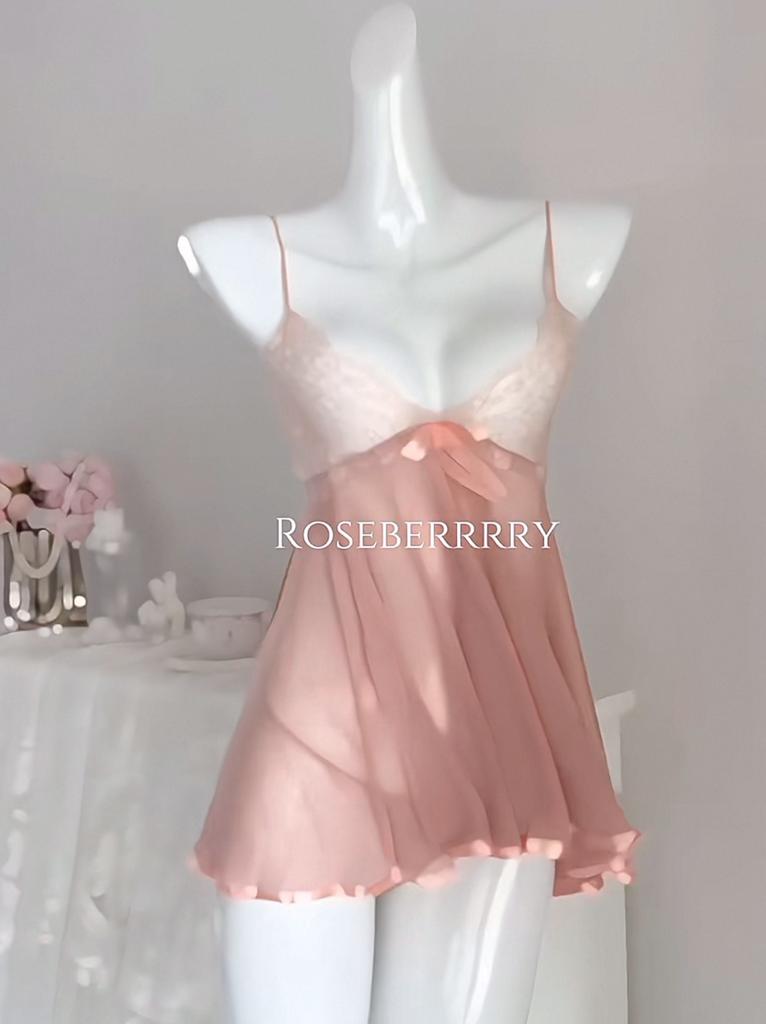 Lingerie Sling Lace Temptation Sexy Fluffy Dress Women's Plus Size Backless Bow
