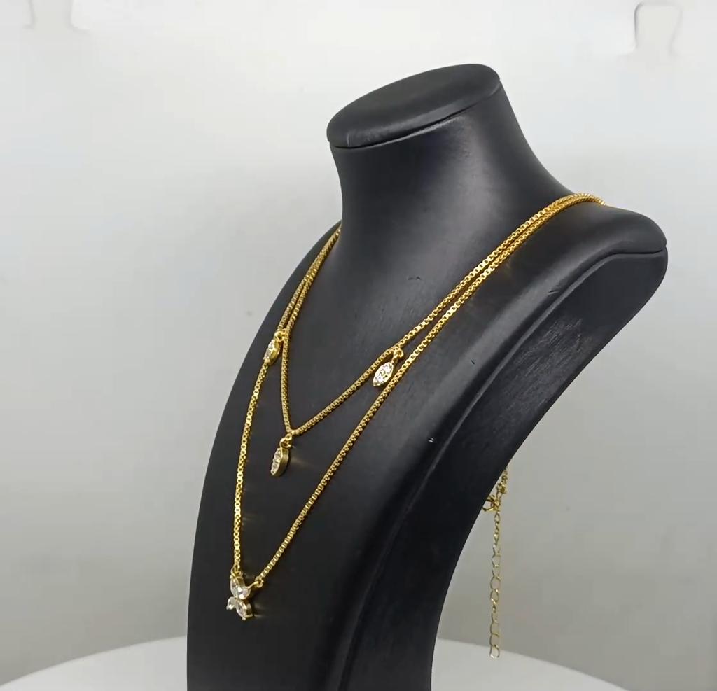 Double Layer Chic Design Gold Vermeil Necklace - 925 Sterling Silver
