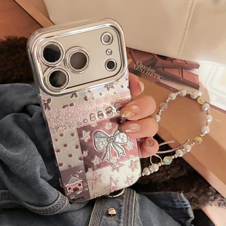 Blue Butterfly Pearl Bracelet Phone Case for iPhone 16, iPhone 17, iPhone 17 Pro Max