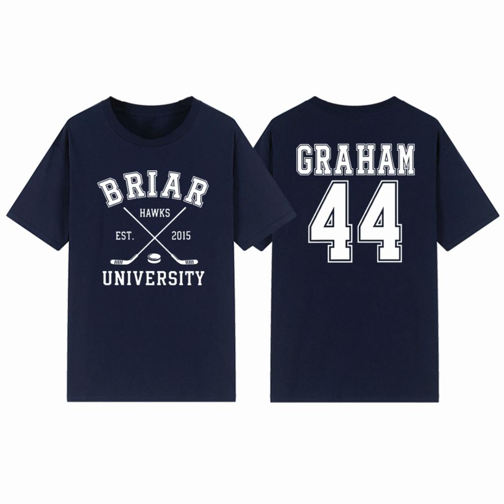 Briar University Graham 44 Hockey Zweiseitiges T-Shirt Briar U Hockey Romanze Tee Unisex Kurzarm T-Shirt Buchliebhaber Geschenk Shirt