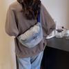 Geantă de piept din denim pentru femei, geantă de umăr cu capacitate mare, geantă de talie