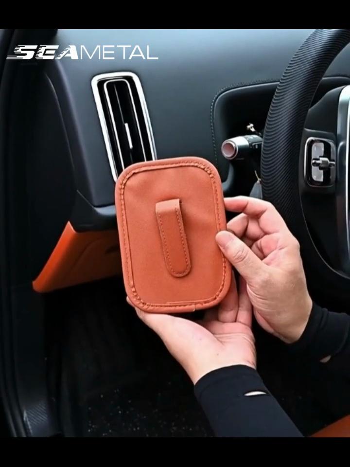 SEAMETAL Faux Leather Car Cup Holder Vehicle Water Cup Clip Multifunctional Storage Box Car Interior Accessories