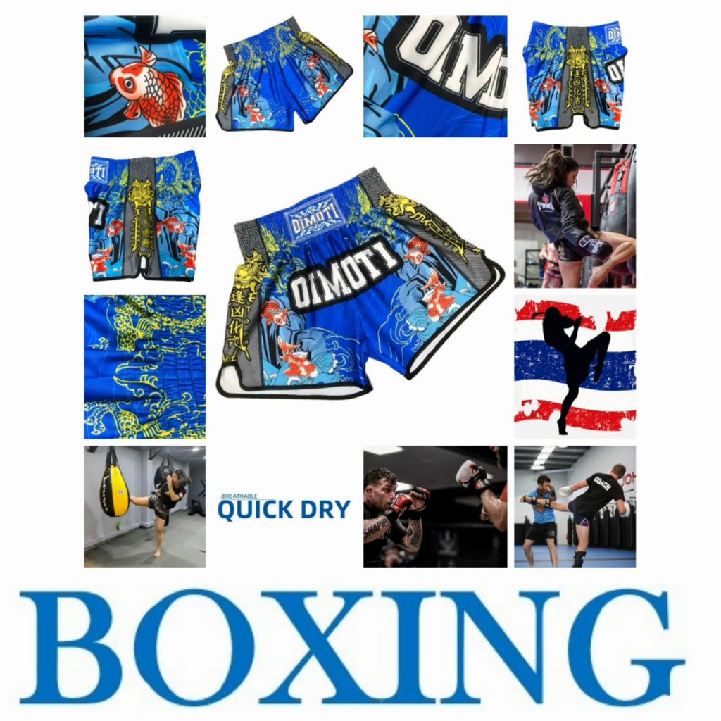 Muay Thai Kickboxen Boxen MMA UFC Karpfenfisch Freizeitshorts Fitnessstudio Sport Unisex Männer Frauen Fitness Workout Schnelltrocknend Druck Elastisch Hohe Taille Training