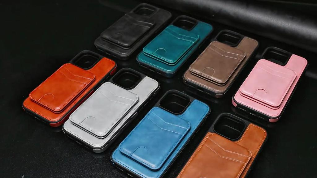 Magnetic Leather Phone Case with Card Holder for iPhone 12 - 17 Series Multi - functional Stand Shockproof Protective Cover