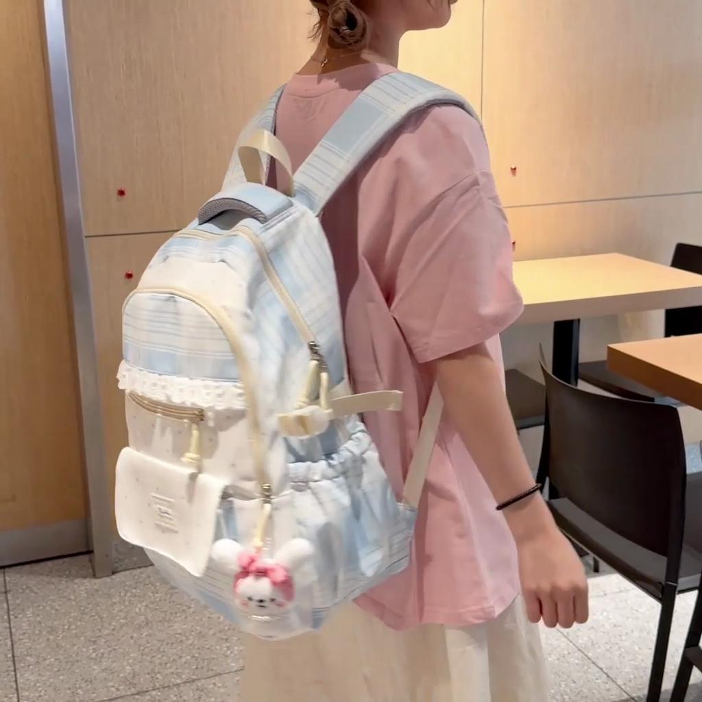 Contrast Color Plaid Backpack Women's Large Capacity Backpack Student Schoolbag