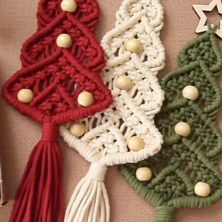 3PCS/Set Christmas Tree DIY Kits Woven Macrame Christmas Tree Set Wall Hangings Decor For Home Wall Hanging Ornament
