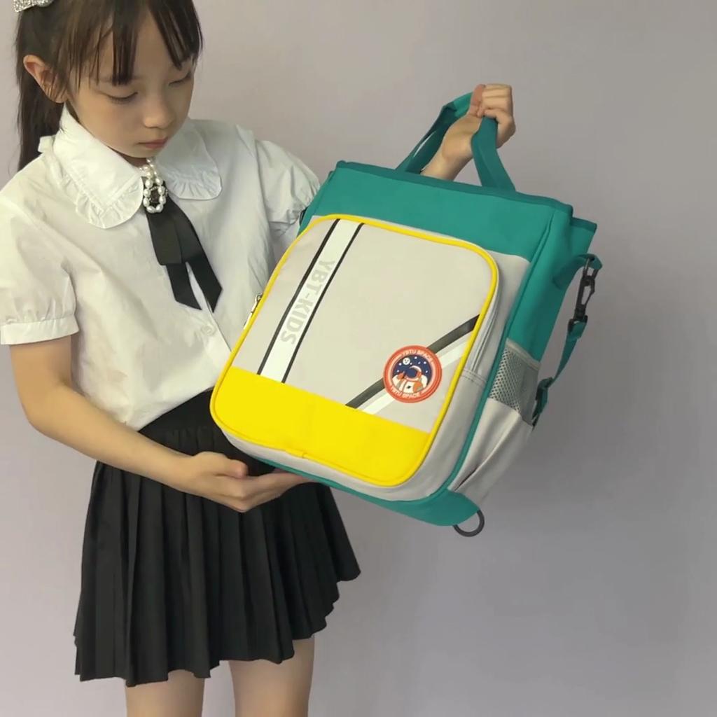Women's Schoolbag Student Multifunctional Backpack Color Block Classes Shoulder Bag Grade 3-6 Crossbody Bag