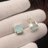 Aqua Chalcedony Gemstone 925 Sterling Silver Handmade Jewelry Designer Studs Earring 1" For Gift EE-181-18