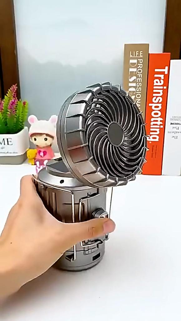 Solar Camping Lantern With Fan Portable Stretchable Electric Fan Emergency Light Outdoor Lighting Rechargeable LED Tent Light