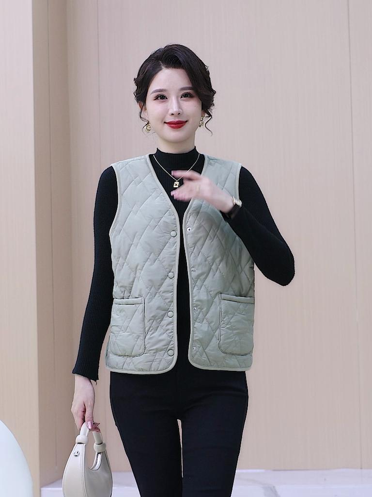 Middle Age Women's Warm Vest Autumn Winter Elegant Sleeveless Parkas Thick Plus Size Outerwears Lady Jackets