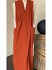 Xitao Casual Solid Color Temperament Sleeveless Dress GJ1066