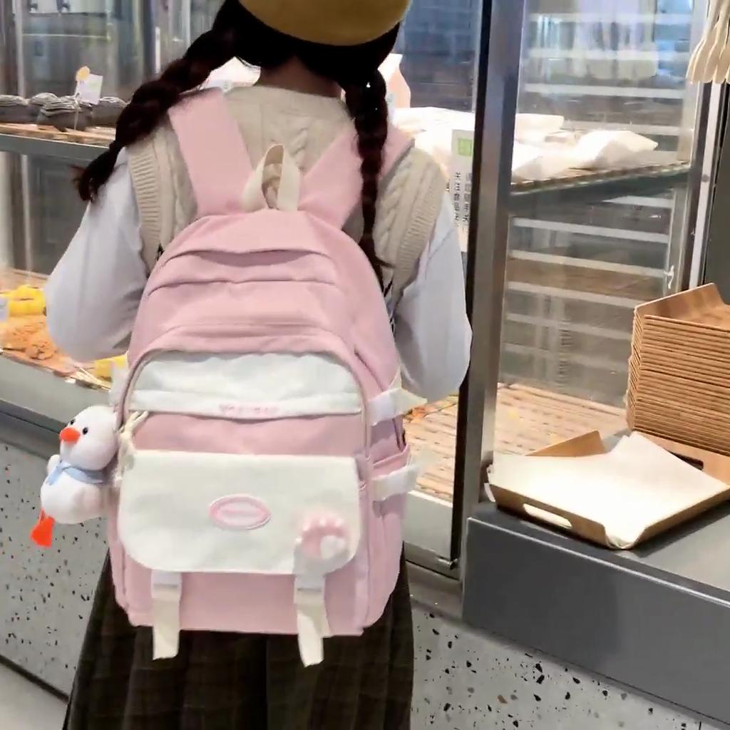 Color Contrast Student Schoolbag College Style Female Backpack Large Capacity Junior High School Student Schoolbag