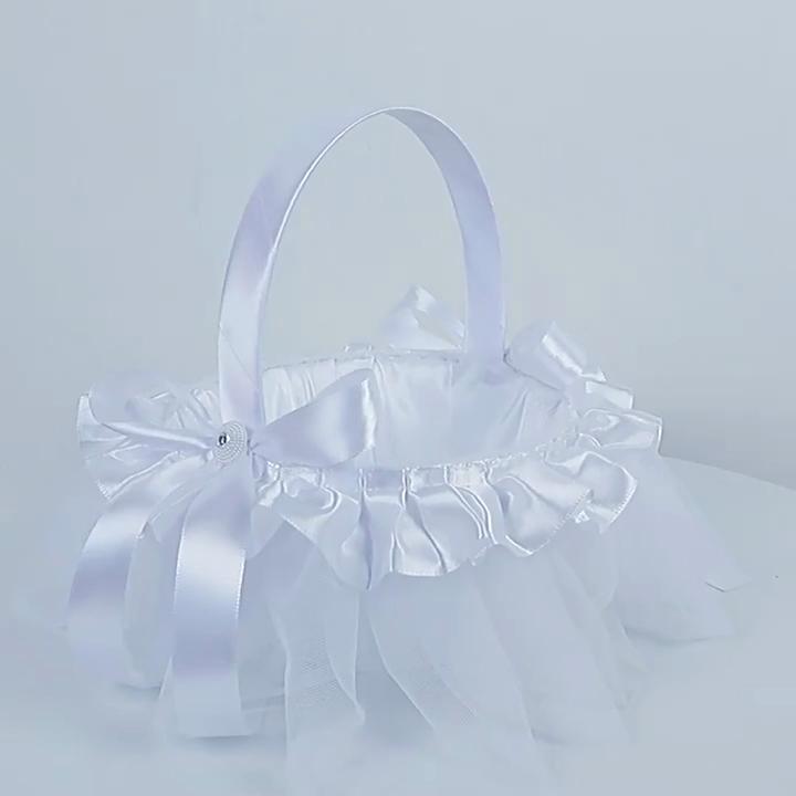 Leichter Blumenkorb, romantischer Roman, weiß, für Hochzeit, Party, Mädchen mit Spitzendekor