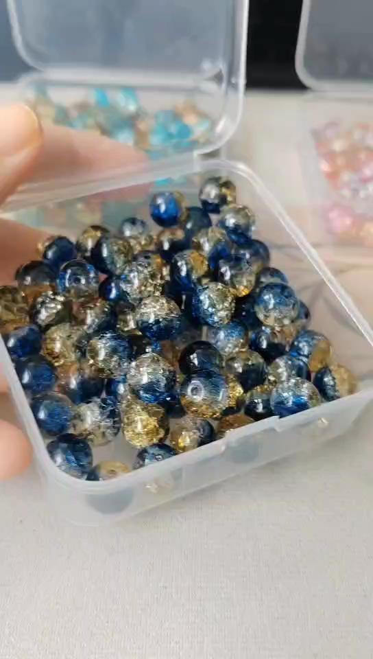 25 pz/lotto 9-10mm multicolore ciondoli fai da te braccialetto perline splicing colore crepe perline sciolte con foro per la creazione di gioielli artigianato