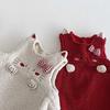 Children Red Festival Dress Girls Warm Quilted Sweater Dress Winter Party Outfit