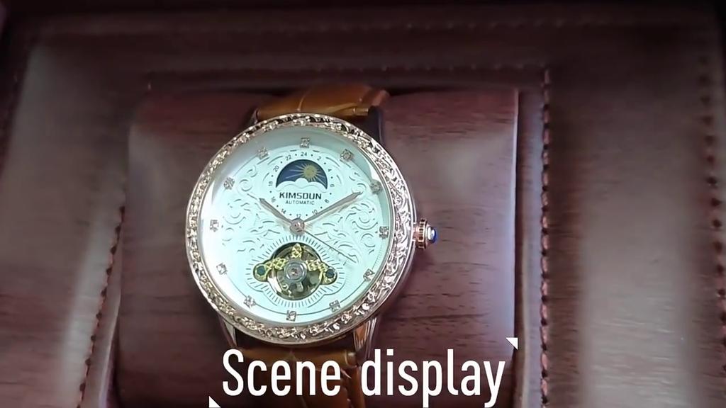 KIMSDUN Orologio da uomo d'affari di fascia alta con volante volante dorato Poemon autentico, orologio completamente automatico, macchinario maschile