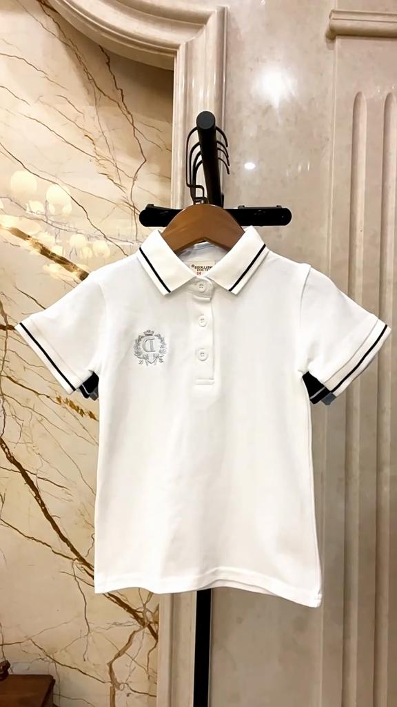 Boys Embroidered Polo Shirt Short Sleeve Cotton Casual Summer Top for Kids