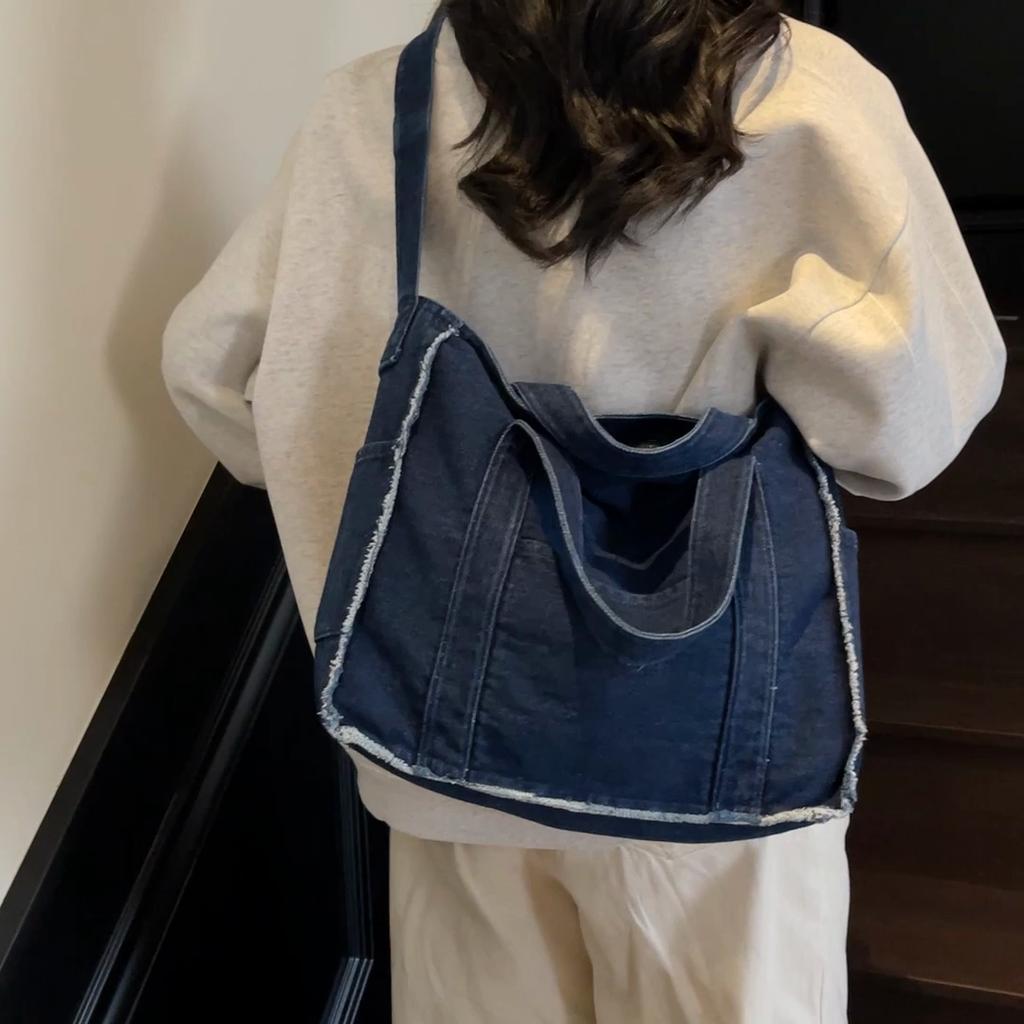 Denim Tote Bag Women Shoulder Bag Crossbody Bag