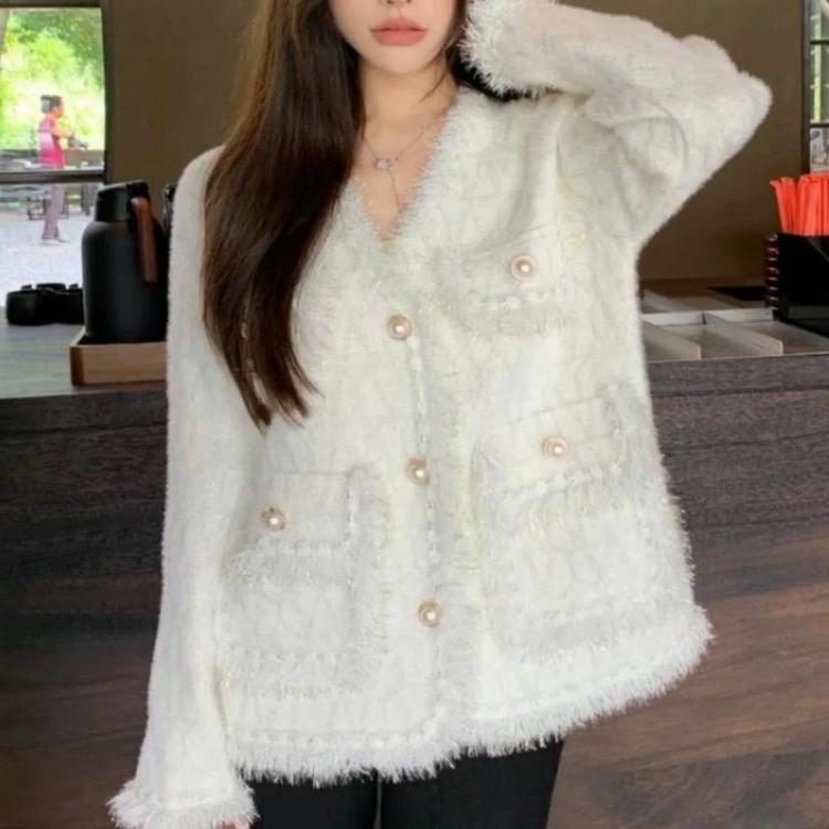 High-end Western Style Small Fragrance Knitted Cardigan Women's Lazy Style Unique Beautiful French Style Small Fragrance Jacket