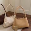 Woven Texture Shoulder Bag with Braided Handle Elegant Design for Daily and Casual Wear