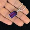 Natural 29.5 Ct Purple Tanzanite Baguette 925 Sterling Silver Pendant CERTIFIED