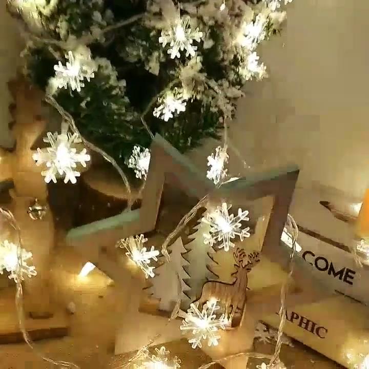 Christmas Snowflake String Lights, Waterproof Battery-Powered String Lights, Garden and Bedroom Decoration, Festival Lighting USB Powered
