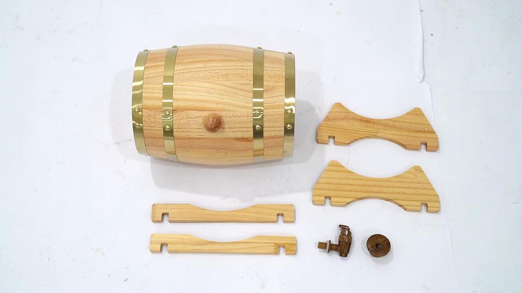 5L Pine Wood Whiskey/Beer Fermentation Barrel | Hand-Crafted Natural Wood Grain Design, Wine Storage & Party Dispensing Durable Pine Wood Construction
