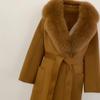 OFTBUY 2024 Autumn Winter Fashion Style Detachable Fox Fur Collar Splicing 100% Wool Coat Women Double-sided Woolen Coat Casual