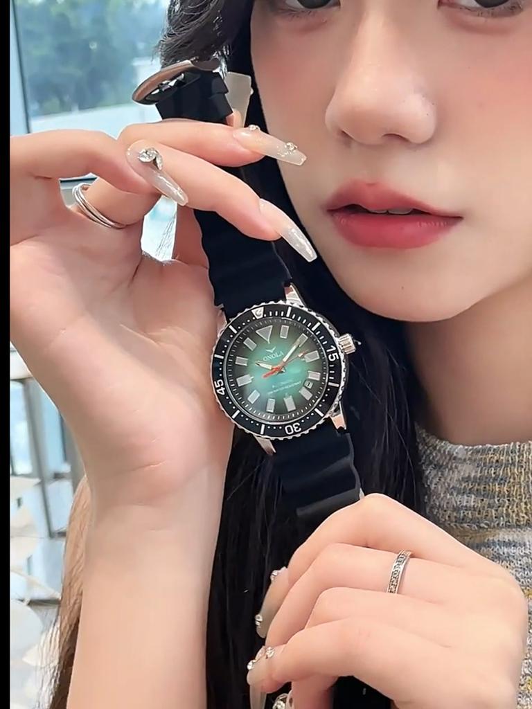 Mechanische Herrenuhr Lässig Sport Wasserdicht Armbanduhren Leuchtzifferblatt Silikonarmband Automatikuhr für Herren Datumsanzeige