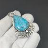 Natural Turquoise Gemstone Silver Pendant In 925 Sterling Silver- Handmade Design, Everyday Wear Jewelry, Unique White Topaz Pendant Gift