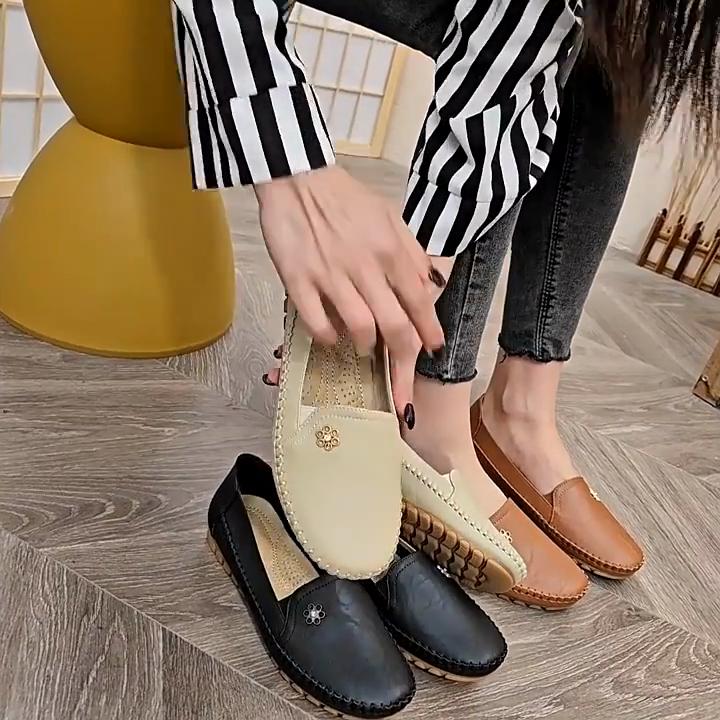 Ladies' Casual Shoes, Anti Slip Soft Soled Shallow Mouth Loafers, Spring and Summer Styles, Lightweight and Comfortable Flat Shoes for One Foot