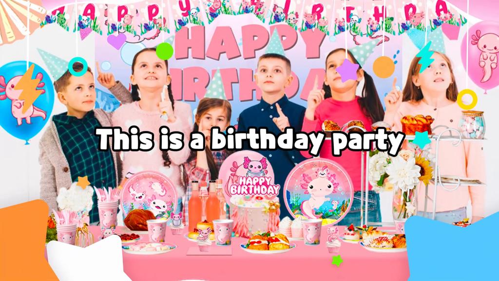 Cartoon Party Supplies,Axolotl Birthday Decorations Set - Plates, Napkins, Tablecloth, Backdrop, Balloons, Banner etc