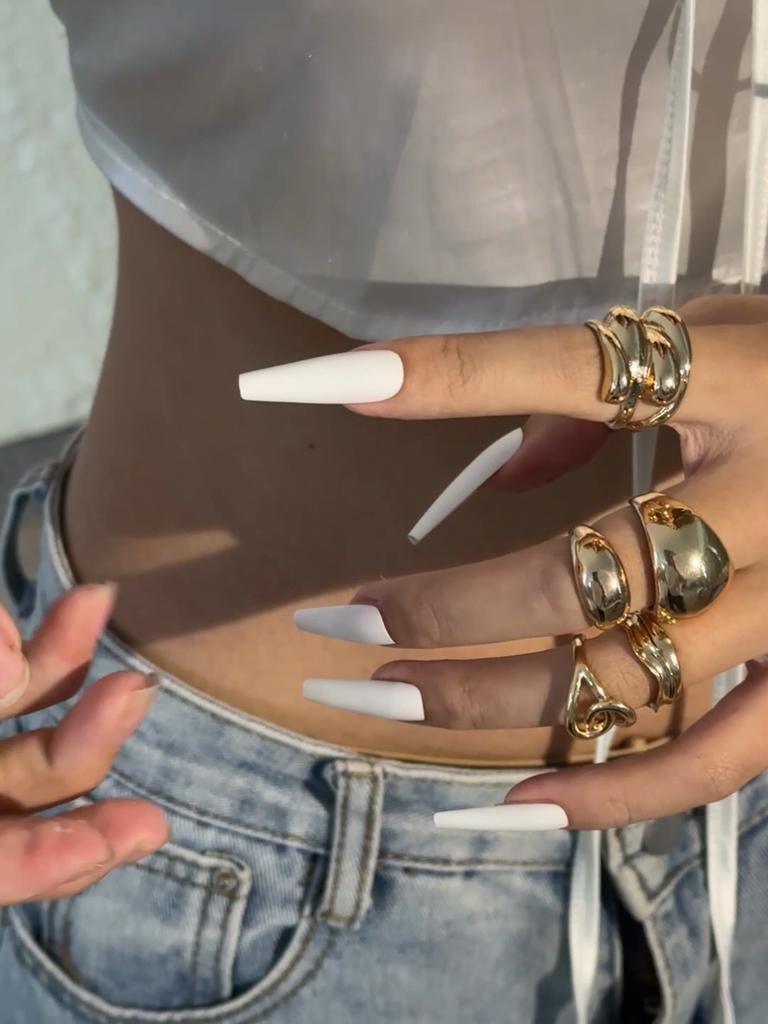 European & American Fashion Hollow Irregular Ring Set - Pleated Metal, Cross-Border Jewelry, Unique Style Women's Jewelry Ring