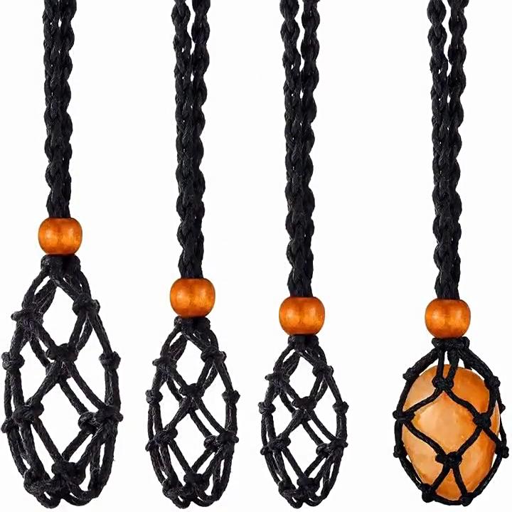 1Pc Crystal Necklace Holder Cord, Empty Adjustable Crystal Stone Holder, Braided Necklace Adjustable Length Net Cord For DIY Jewelry Making Necklaces