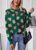 Rose Beauty A Autumn and Winter Sweater Women's Maple Leaf Pattern Jacquard Leisure Pullover Knitwear Women's Clothing
