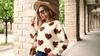 Trendy Women's Oversized Fleece Long Sleeve Crew Neck Sweatshirt with Heart Print - Autumn/Winter
