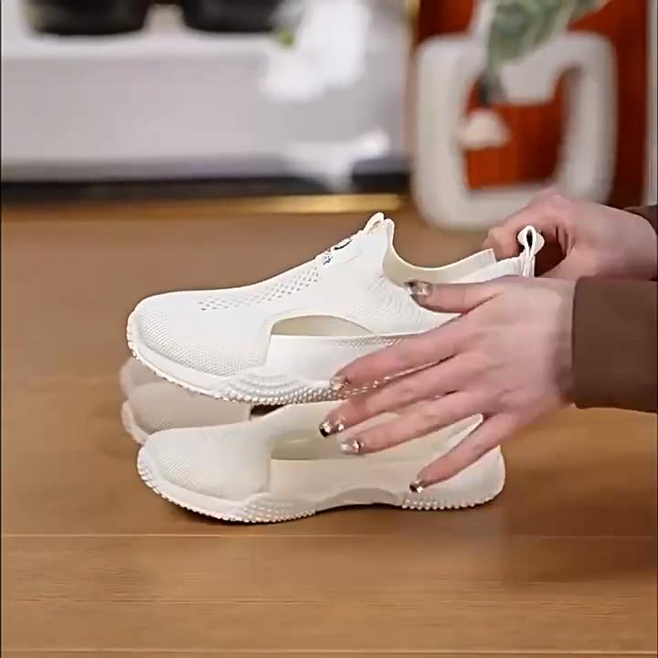 White Sneakers for Women, Casual, Hollow-out, Versatile, and Fly-knit Women's Shoes