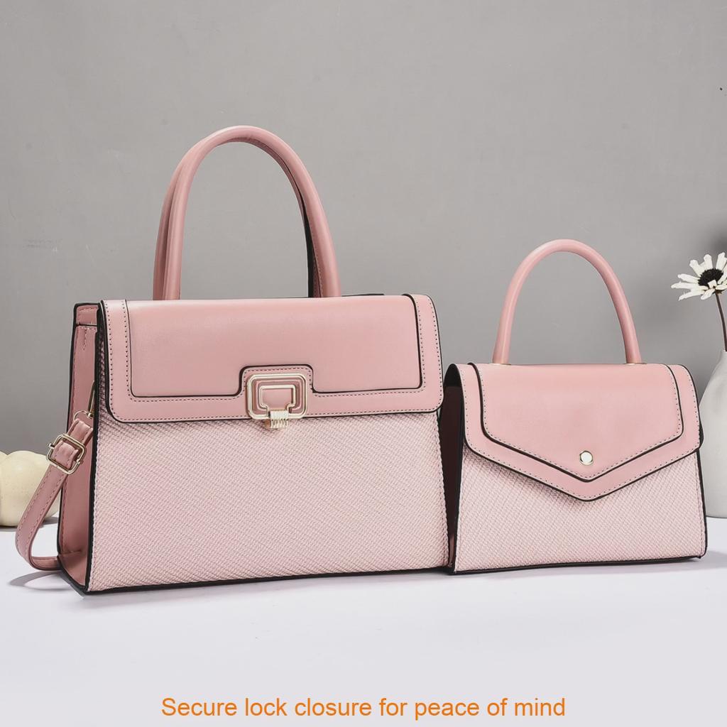Womens Handbag Set Pu Lock Closure With Inner Pockets For Daily Use